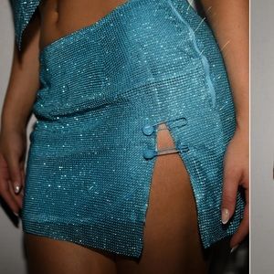 MESKI RHINESTONE BLUE SKIRT